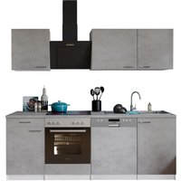 RESPEKTA Küche Malia (Glaskeramikkochf., Geschirrsp, Beton, 220 cm)