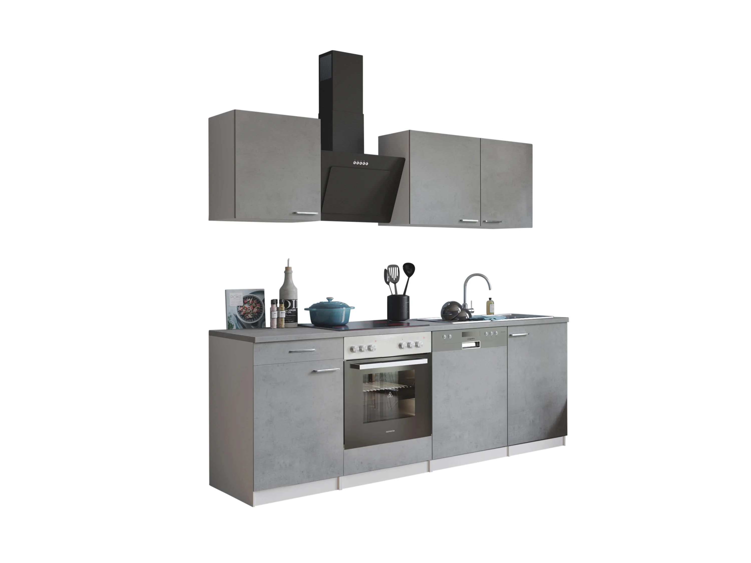 RESPEKTA Küche Malia (Glaskeramikkochf., Geschirrsp, Beton, 220 cm) – Bild 3 von 4