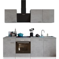 RESPEKTA Küche Malia (Glaskeramikkochfeld, Beton, 210 cm)