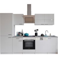 RESPEKTA Küche Malia (GlaskerKochf., KühlKombi, GSP, Weiß, 280 cm)