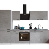 RESPEKTA Küche Malia (GlaskerKochf., KühlKombi, GSP, Beton, 280 cm)