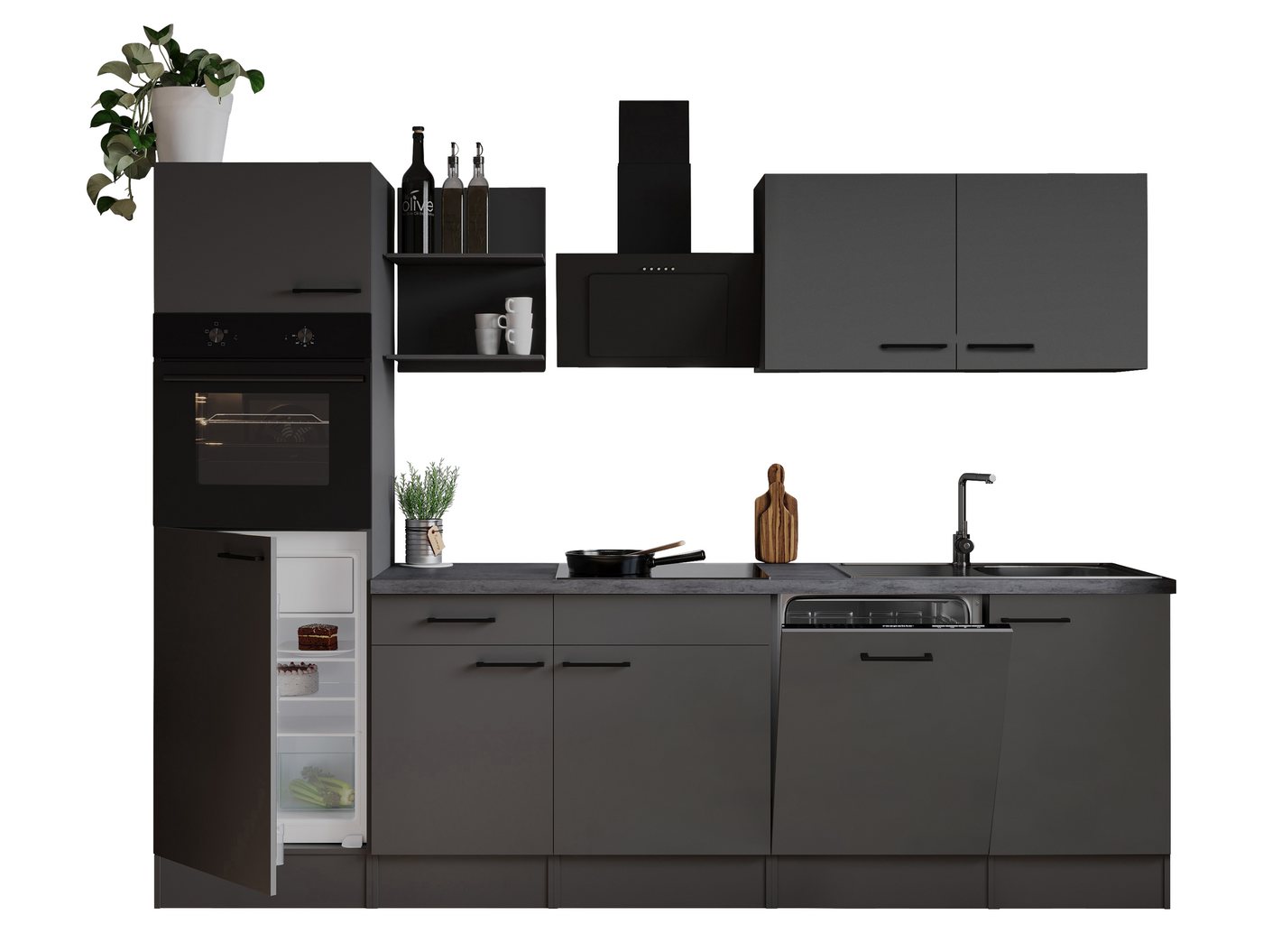 RESPEKTA Küche Oliver, zerlegt, wahlweise mit Kühlschank, mit Soft Close, Breite 280 cm – Bild 4 von 5