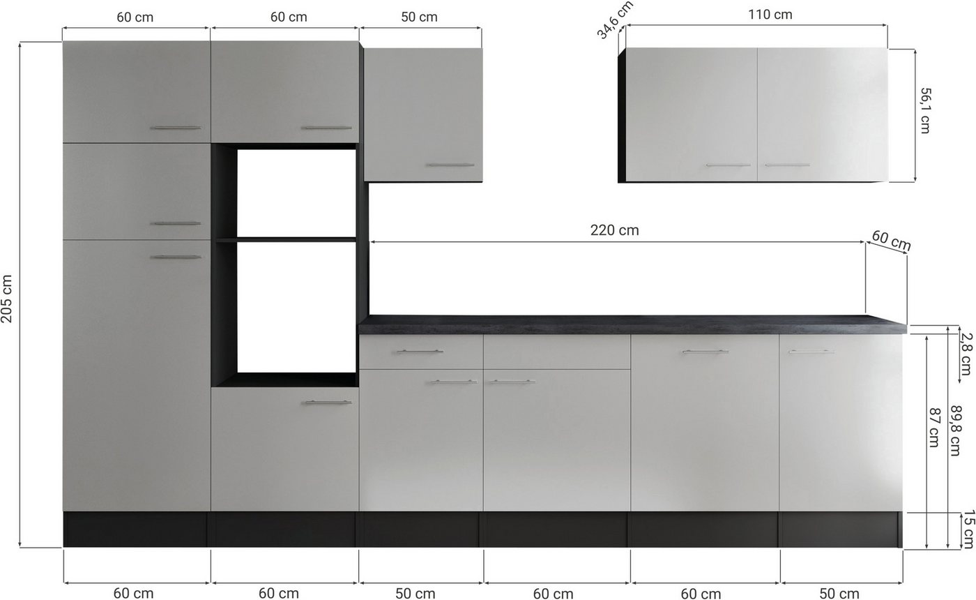 RESPEKTA Küchenzeile Oliver, wahlweise mit E-Geräten, Breite 340 cm, 90 cm Arbeitshöhe, in exklusiver Konfiguration für OTTO – Bild 5 von 5