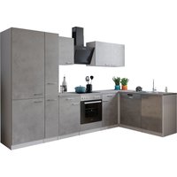 RESPEKTA Malia Winkelküche (GlaskerKochf., KühlKombi, GSP, Beton, 310 x 172 cm)