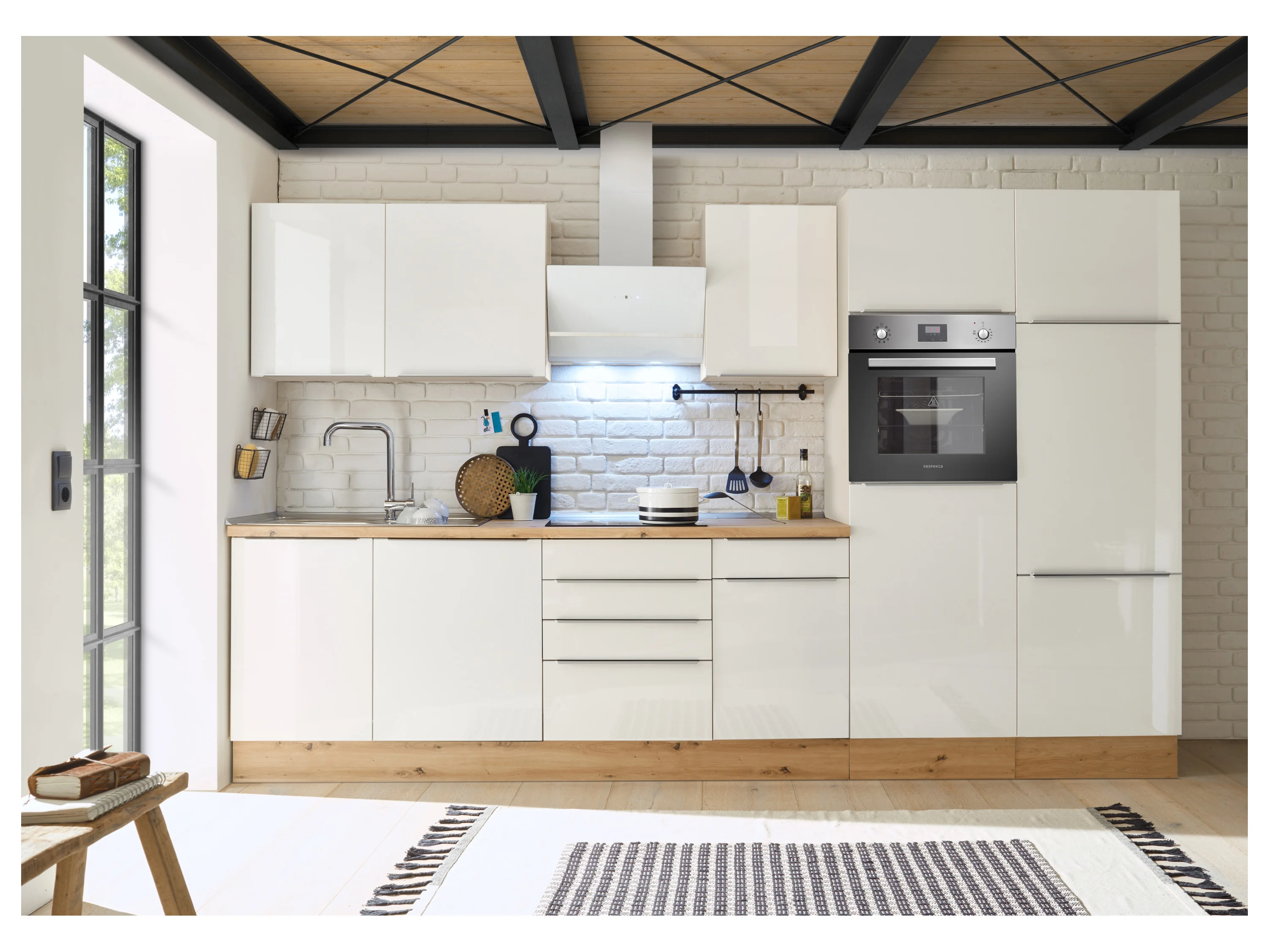 RESPEKTA Marleen Küchenblock (Backofen, KühlKombi, Weiß, 340 cm) – Bild 2 von 4