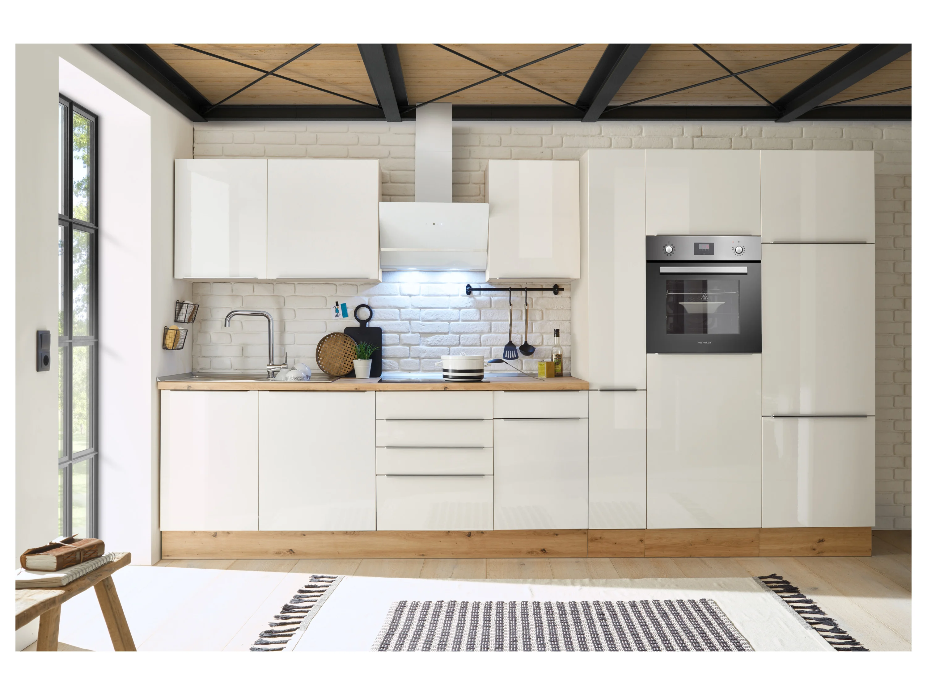 RESPEKTA Marleen Küchenblock (Backofen, KühlKombi, Weiß, 370 cm) – Bild 2 von 4