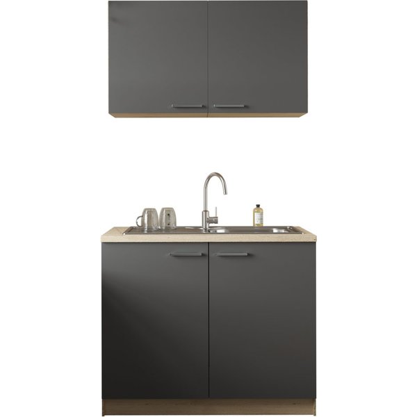RESPEKTA Pantryküche Merle, Breite 100 cm, mit Soft-Close Funktion, Edelstahlspüle BALTIMORE