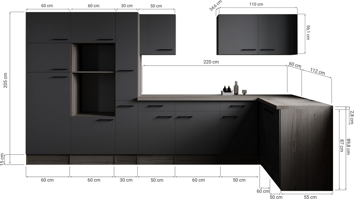 RESPEKTA Winkelküche Oliver, Breite 370 cm, 90 cm Arbeitshöhe, in exklusiver Konfiguration für OTTO – Bild 5 von 5