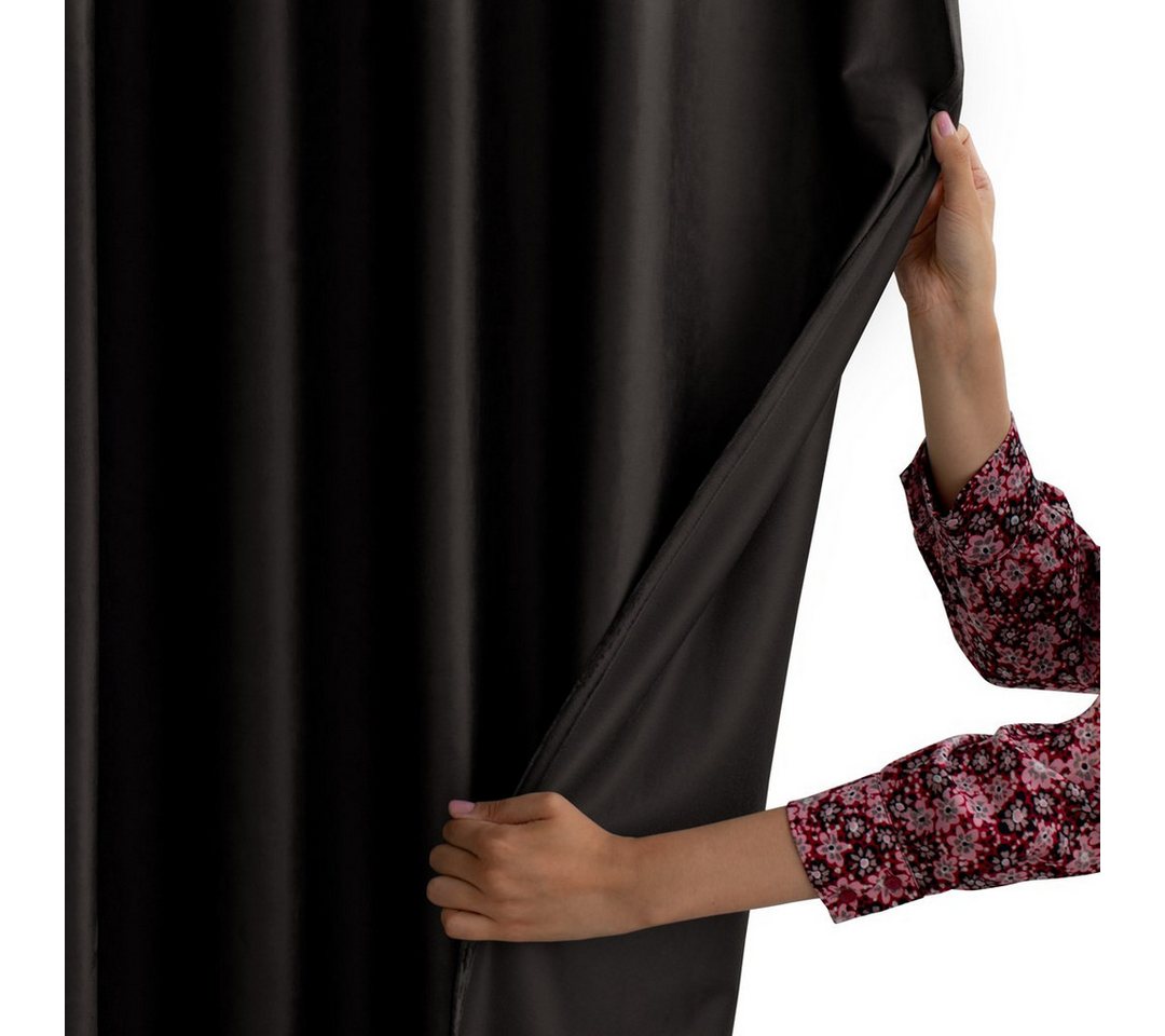 Restilo Gardine Gardine Multifunktionsband Kräuselband Vorhang Verdunkelnd Samt Textil (1 St), Kräuselband, verdunkelnd, Samt Textilien, mit Raffhalter – Bild 5 von 5