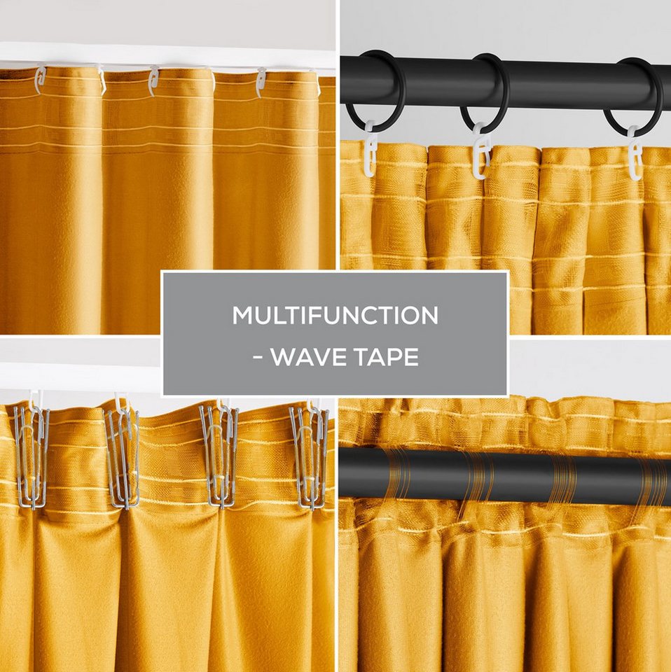 Restilo Gardine Gardine Multifunktionsband Kräuselband Vorhang Verdunkelnd Samt Textil (1 St), Kräuselband, verdunkelnd, Samt Textilien, mit Raffhalter – Bild 3 von 5