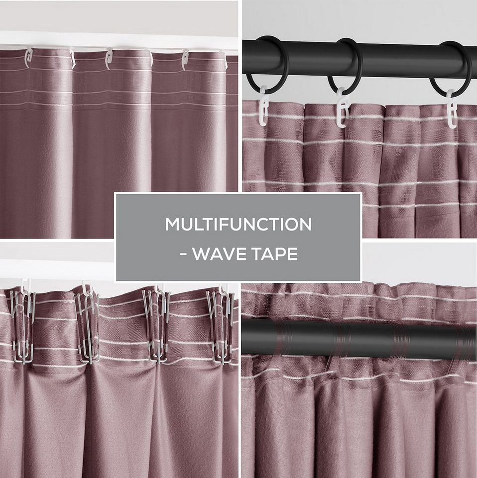 Restilo Gardine Gardine Multifunktionsband Kräuselband Vorhang Verdunkelnd Samt Textil (1 St), Kräuselband, verdunkelnd, Samt Textilien, mit Raffhalter – Bild 3 von 5