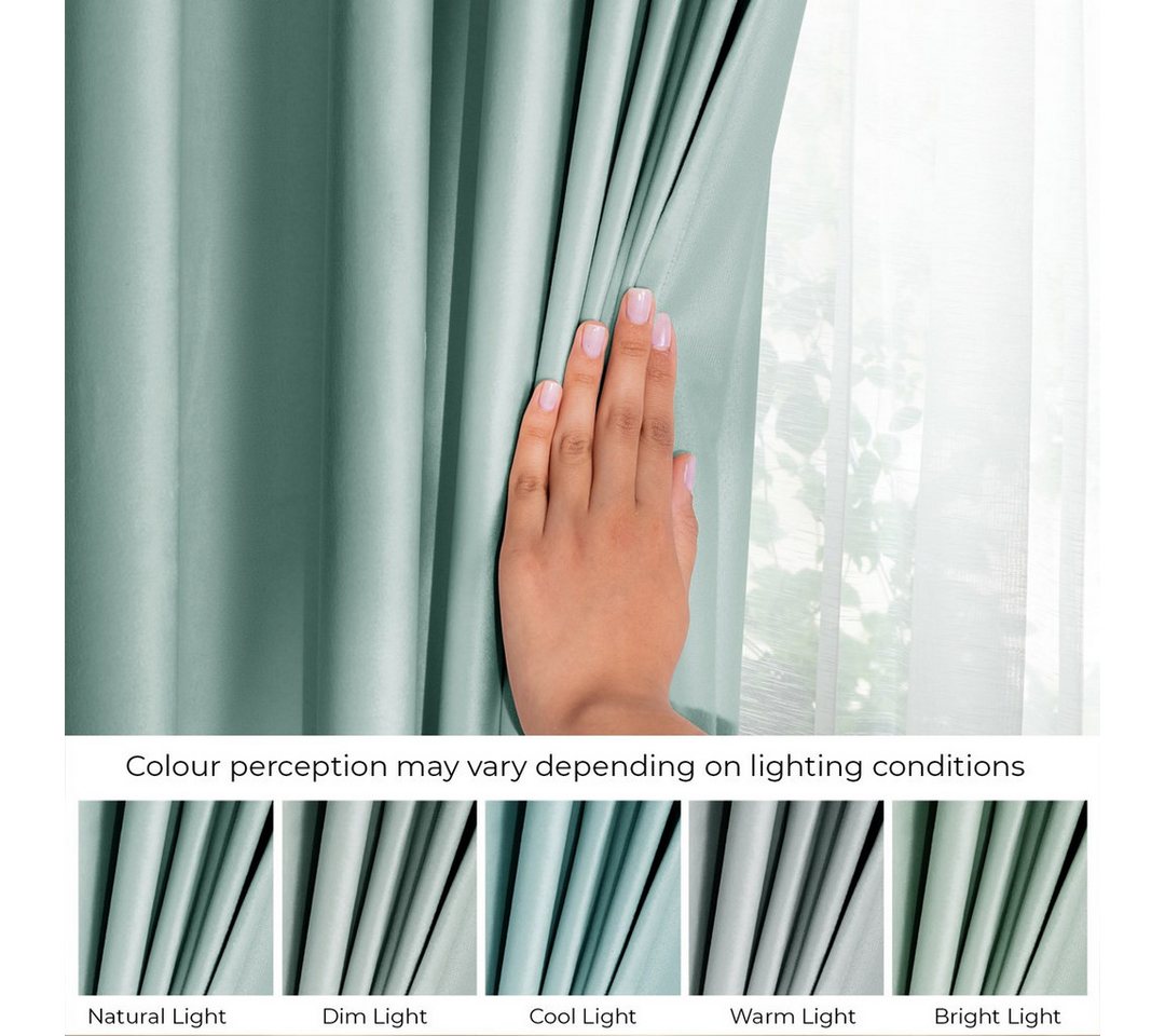 Restilo Gardine Gardine Multifunktionsband Kräuselband Vorhang Verdunkelnd Samt Textil (1 St), Kräuselband, verdunkelnd, Samt Textilien, mit Raffhalter – Bild 2 von 5