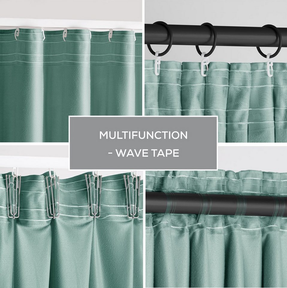 Restilo Gardine Gardine Multifunktionsband Kräuselband Vorhang Verdunkelnd Samt Textil (1 St), Kräuselband, verdunkelnd, Samt Textilien, mit Raffhalter – Bild 3 von 5
