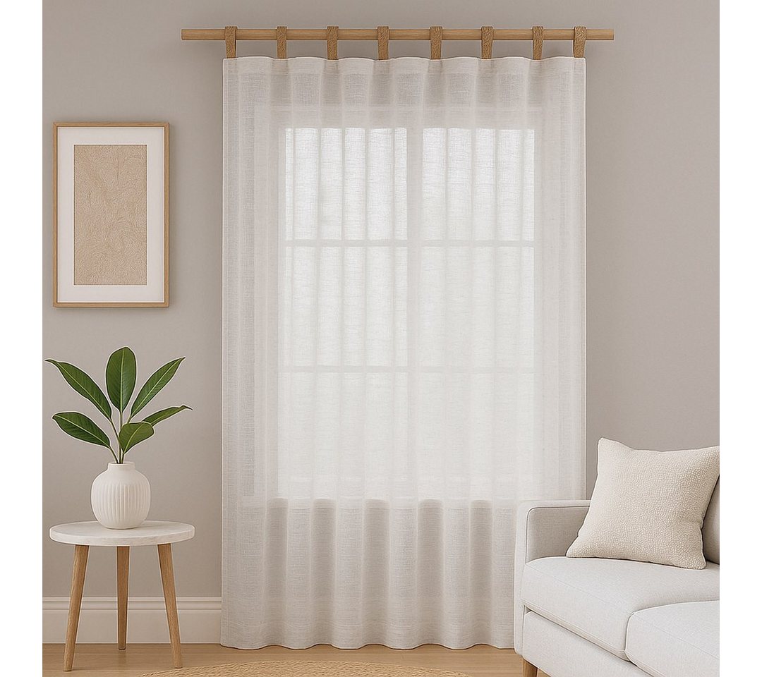 Restilo Gardine Gardine Vorhang Transparent Leinen (1 St), Schlaufen, halbtransparent, Leinen – Bild 2 von 3
