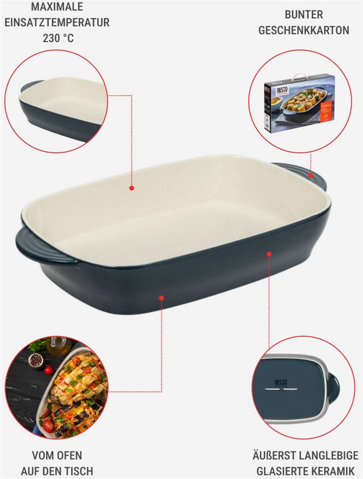 RESTO Kitchenware Backform Fornax, Auflaufform, Lasagneform, Ofenform, spülmaschinengeeignet, (1-tlg), rechteckig, für Kuchen, Lasagne, Brownie – Bild 4 von 5
