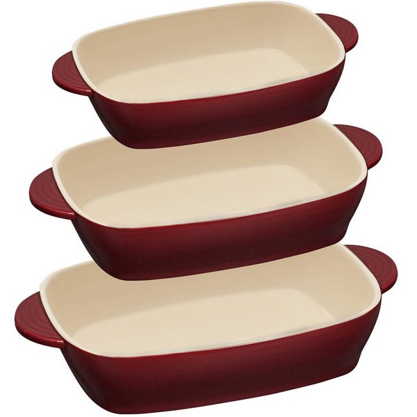 RESTO Kitchenware Backform FORNAX Auflaufform-Set, 3-teilig, aus Keramik, rechteckig, (Set 3-tlg), Kratzbeständig