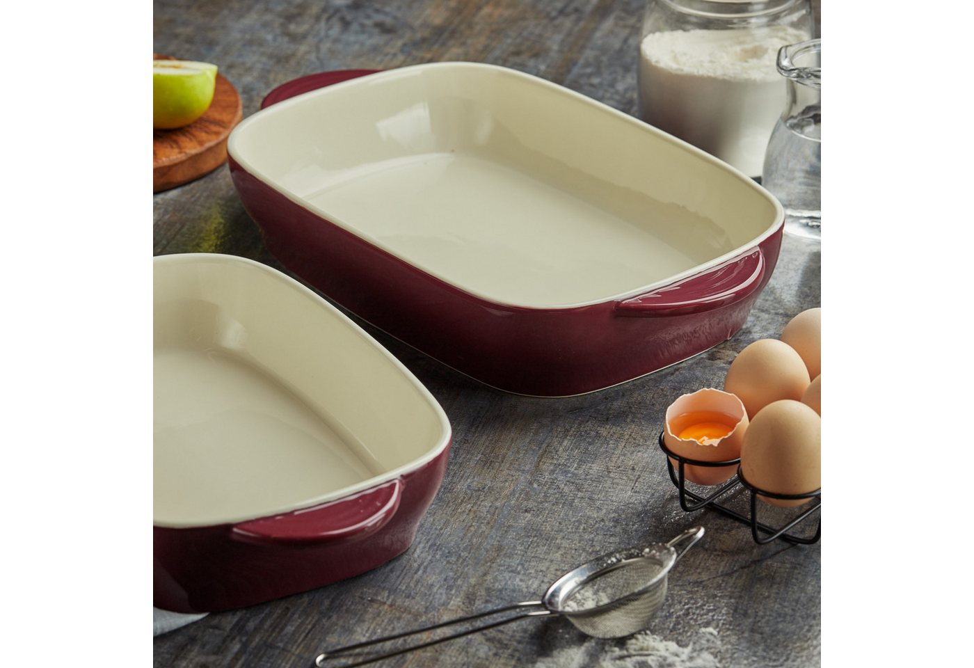 RESTO Kitchenware Backform FORNAX Auflaufform-Set, 3-teilig, aus Keramik, rechteckig, (Set 3-tlg), Kratzbeständig – Bild 5 von 5