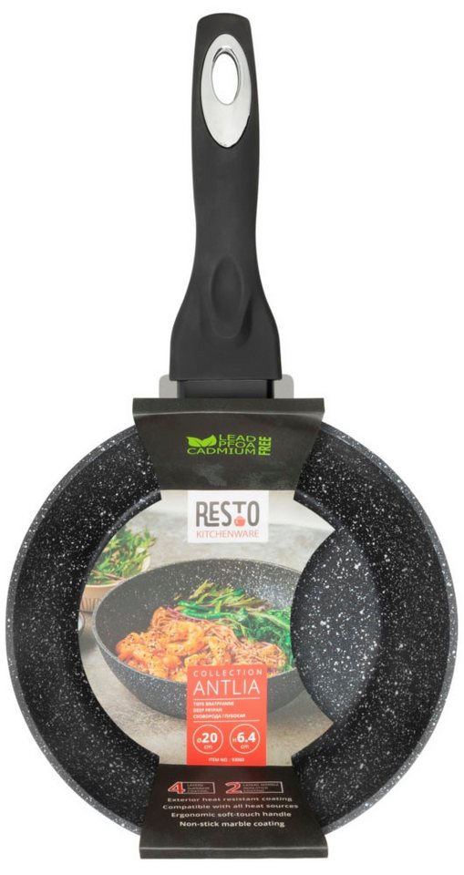 RESTO Kitchenware Bratpfanne Antlia, tiefe Pfanne mit ergonomischem Soft-Touch-Griff, Aluminium (1-tlg), Marmor-Antihaftbeschichtung, 4-lagig, für alle Herdarte – Bild 3 von 5