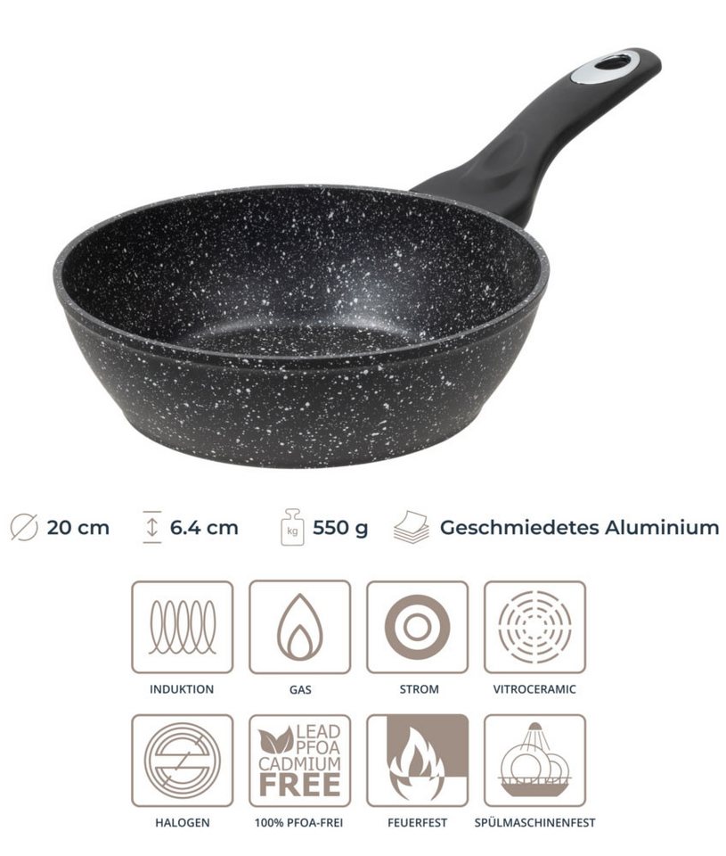 RESTO Kitchenware Bratpfanne Antlia, tiefe Pfanne mit ergonomischem Soft-Touch-Griff, Aluminium (1-tlg), Marmor-Antihaftbeschichtung, 4-lagig, für alle Herdarte – Bild 5 von 5