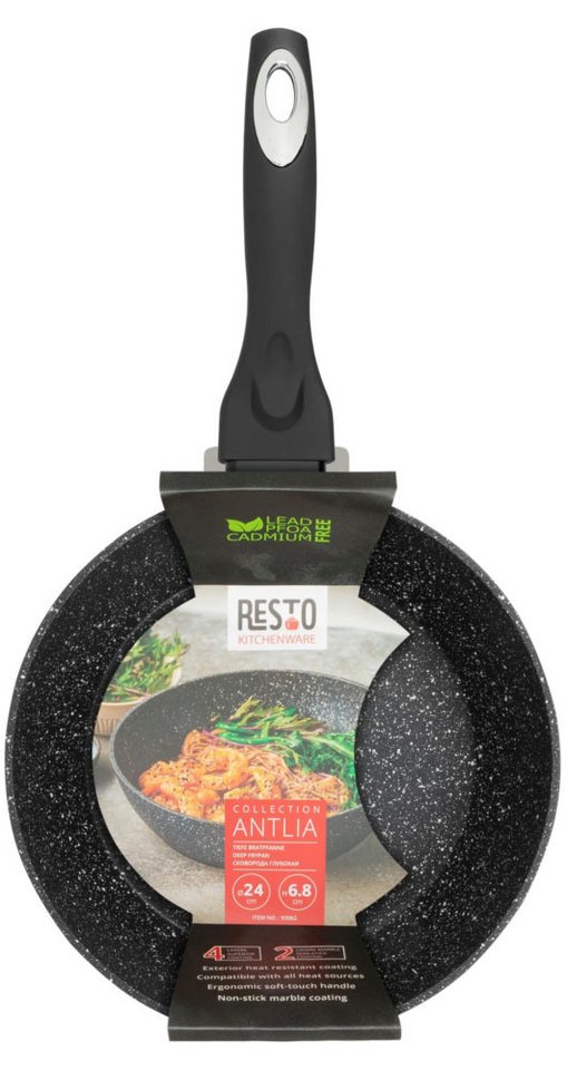 RESTO Kitchenware Bratpfanne Antlia, tiefe Pfanne mit ergonomischem Soft-Touch-Griff, Aluminium (1-tlg), Marmor-Antihaftbeschichtung, 4-lagig, für alle Herdarte – Bild 3 von 5
