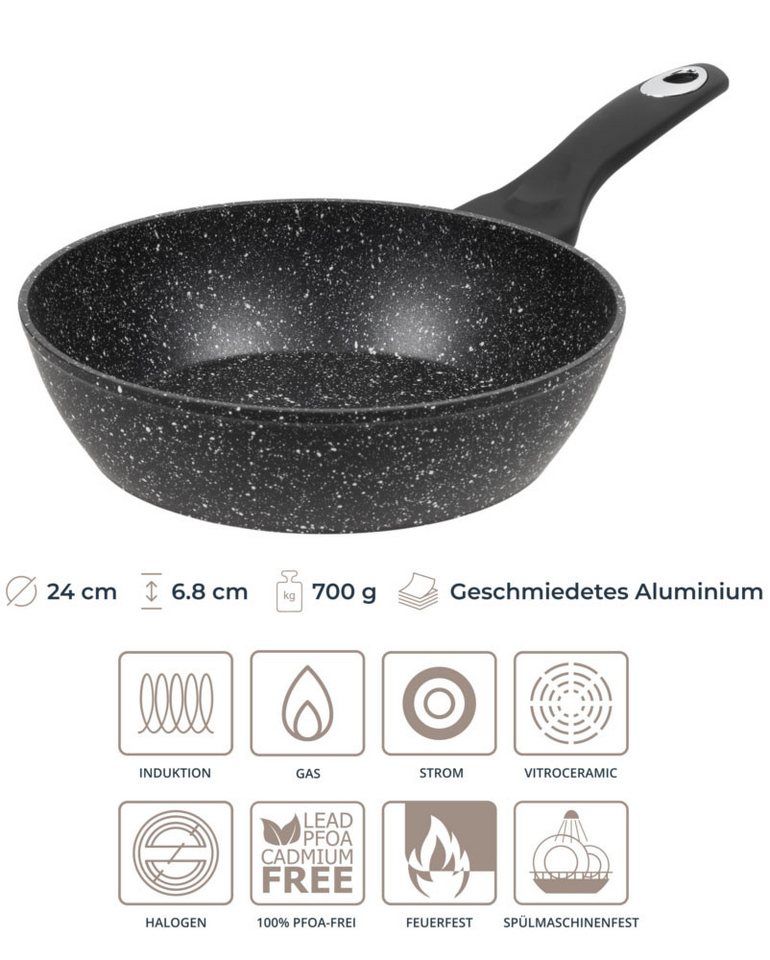 RESTO Kitchenware Bratpfanne Antlia, tiefe Pfanne mit ergonomischem Soft-Touch-Griff, Aluminium (1-tlg), Marmor-Antihaftbeschichtung, 4-lagig, für alle Herdarte – Bild 5 von 5