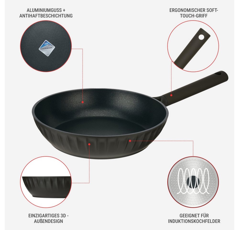 RESTO Kitchenware Bratpfanne Ascella, antihaftbeschichtet und spülmaschinenfest, Aluminiumguss (1-tlg), Induktion, für alle Herdarten geeignet – Bild 5 von 5