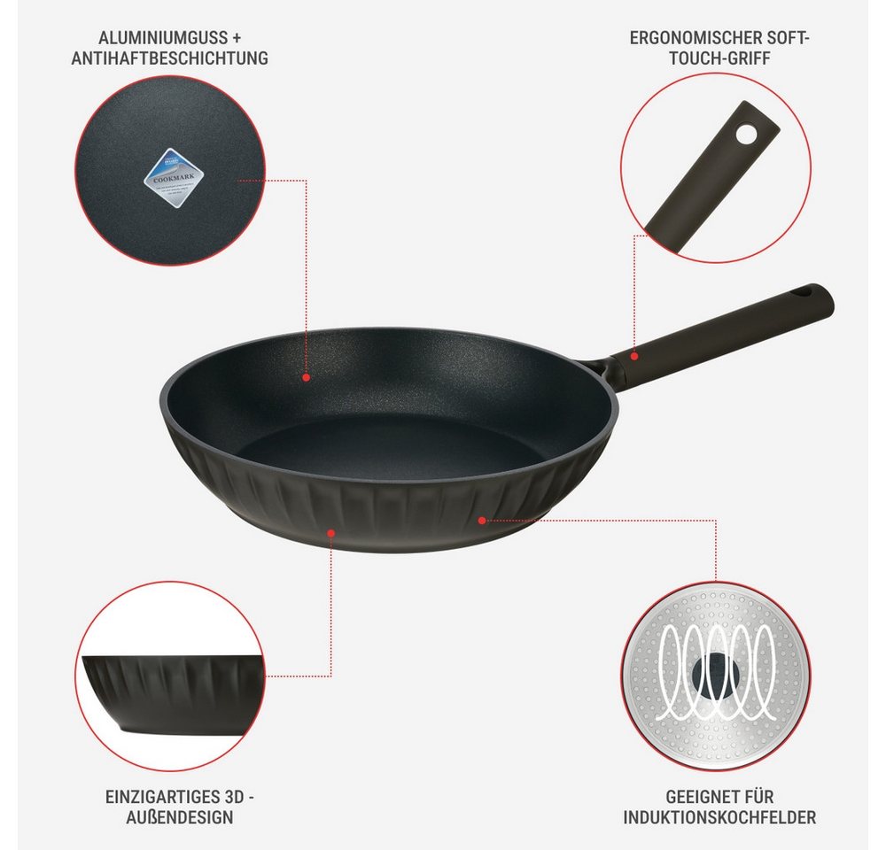 RESTO Kitchenware Bratpfanne Ascella, antihaftbeschichtet und spülmaschinenfest, Aluminiumguss (1-tlg), Induktion, für alle Herdarten geeignet – Bild 5 von 5