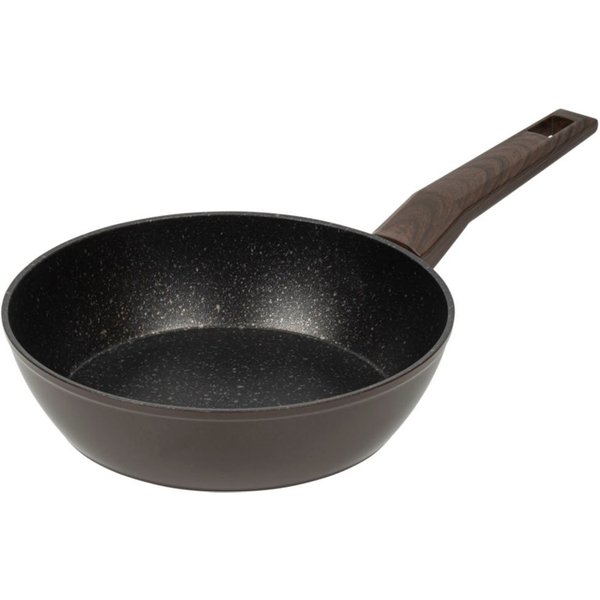 RESTO Kitchenware Bratpfanne Carina, tiefe Schmorpfanne mit holzähnlichem Soft-Touch-Griff, Aluminium (1-tlg), mit Marmor-Antihaftbeschichtung, 4-lagig, für all