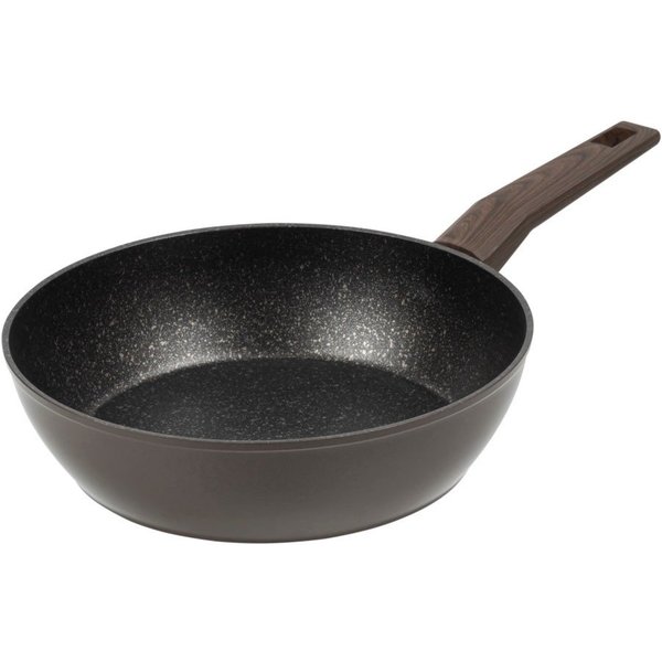 RESTO Kitchenware Bratpfanne Carina, tiefe Schmorpfanne mit holzähnlichem Soft-Touch-Griff, Aluminium (1-tlg), mit Marmor-Antihaftbeschichtung, 4-lagig, für all