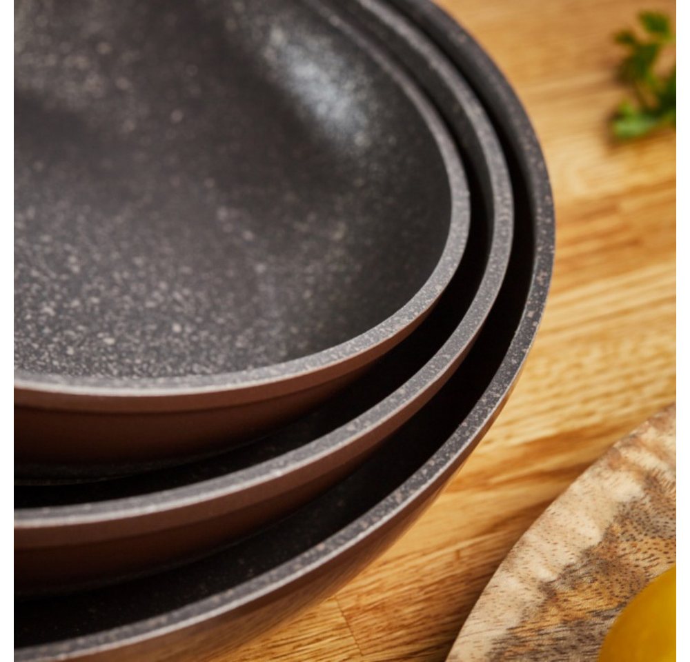 RESTO Kitchenware Bratpfanne Carina, tiefe Schmorpfanne mit holzähnlichem Soft-Touch-Griff, Aluminium (1-tlg), mit Marmor-Antihaftbeschichtung, 4-lagig, für all – Bild 5 von 5