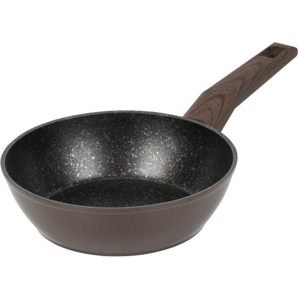 RESTO Kitchenware Bratpfanne Carina, tiefe Schmorpfanne mit holzähnlichem Soft-Touch-Griff, Aluminium (1-tlg), mit Marmor-Antihaftbeschichtung, 4-lagig, für all