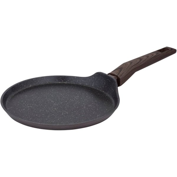 RESTO Kitchenware Crêpepfanne Carina, Pfannkuchenpfanne mit holzähnlichem Soft-Touch-Griff, Aluminium (1-tlg), mit Marmor-Antihaftbeschichtung, 4-lagig, für all