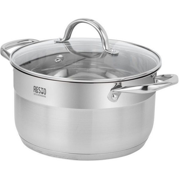 RESTO Kitchenware Kochtopf Rigel, Topf energiesparend und spülmaschinenfest, Edelstahl 18/10 (2-tlg), mit hitzebeständigem Glasdeckel, im Geschenkkarton