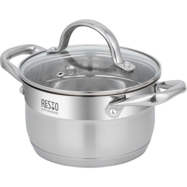 RESTO Kitchenware Kochtopf Rigel, Topf energiesparend und spülmaschinenfest, Edelstahl 18/10 (2-tlg), mit hitzebeständigem Glasdeckel, im Geschenkkarton
