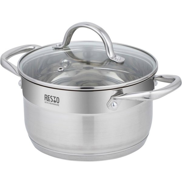 RESTO Kitchenware Kochtopf Rigel, Topf energiesparend und spülmaschinenfest, Edelstahl 18/10 (2-tlg), mit hitzebeständigem Glasdeckel, im Geschenkkarton