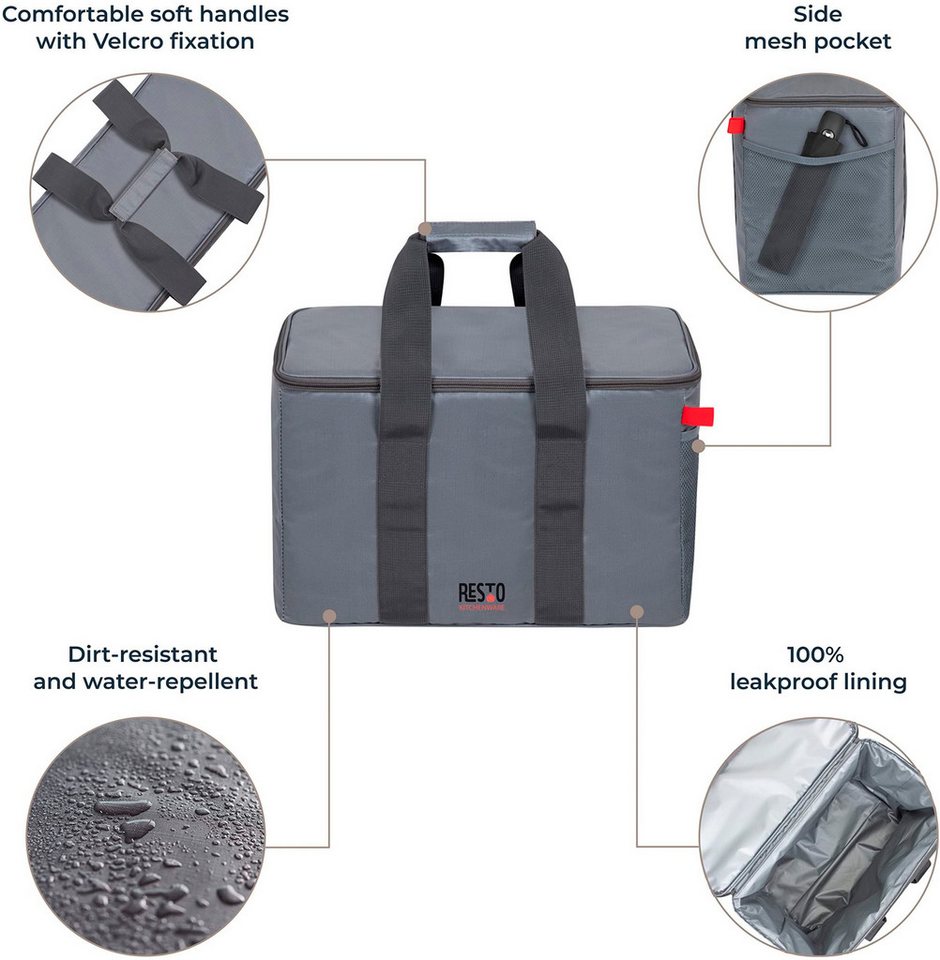 RESTO Kitchenware Kühltasche Polis faltbare Picknicktasche Lunchtasche Thermotasche Isoliertasche, 23 l, Witterungsbeständig und absolut auslaufsicher – Bild 2 von 5
