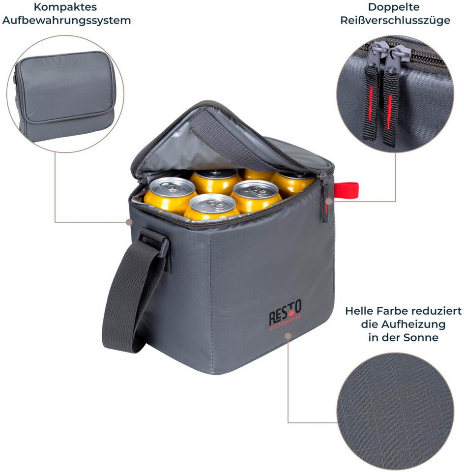 RESTO Kitchenware Kühltasche Polis faltbare Picknicktasche Lunchtasche Thermotasche Isoliertasche, 6 l, Witterungsbeständig und absolut auslaufsicher – Bild 4 von 5