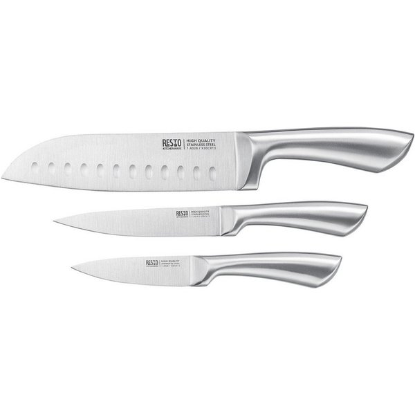 RESTO Kitchenware Messer-Set Merope, Edelstahlmesser 3-teilig in Magnet-Geschenkbox (Set, 3-tlg), Santoku-Messer 18 cm, Universalmesser 13 cm, Schälmesser 9 cm