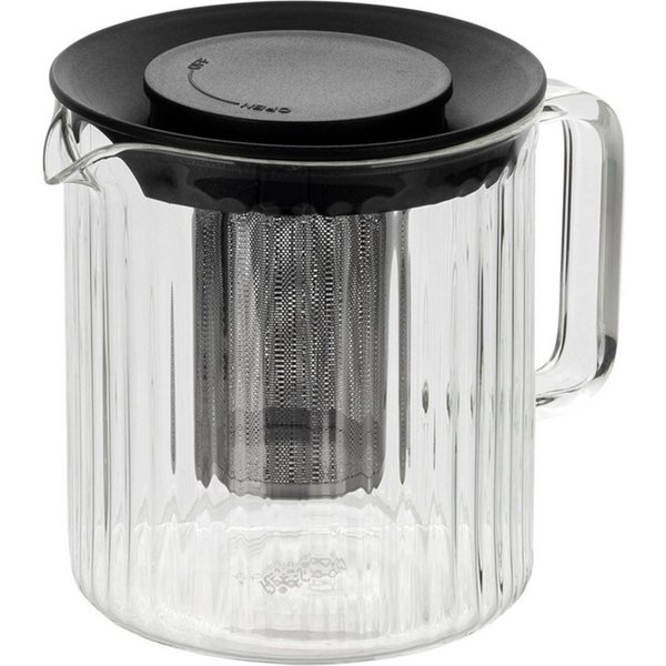 RESTO Kitchenware Teekanne Ain, hitzebeständige Glaskanne im 3D Design, Höhe ca. 13 cm, 1 l, (4-St), mit herausnehmbarem Filtersieb aus Edelstahl, im Geschenkka