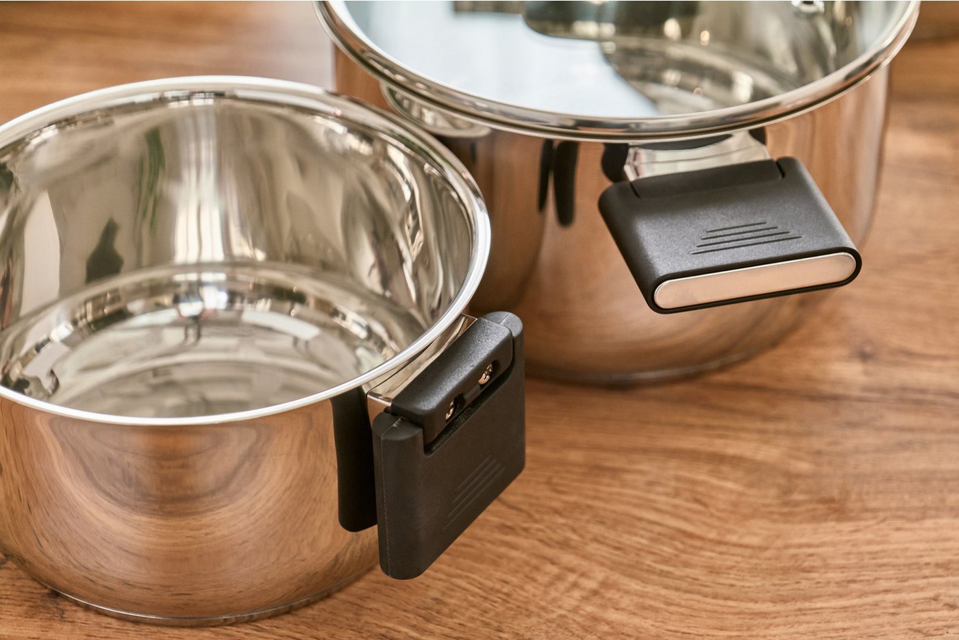 RESTO Kitchenware Topf-Set ANSER mit klappbaren Griffen, im Geschenkkarton, Edelstahl 18/10 (Set, 4-tlg., je 2x Kochtopf Ø 18/22 cm mit Deckel), für alle Herdar – Bild 5 von 5