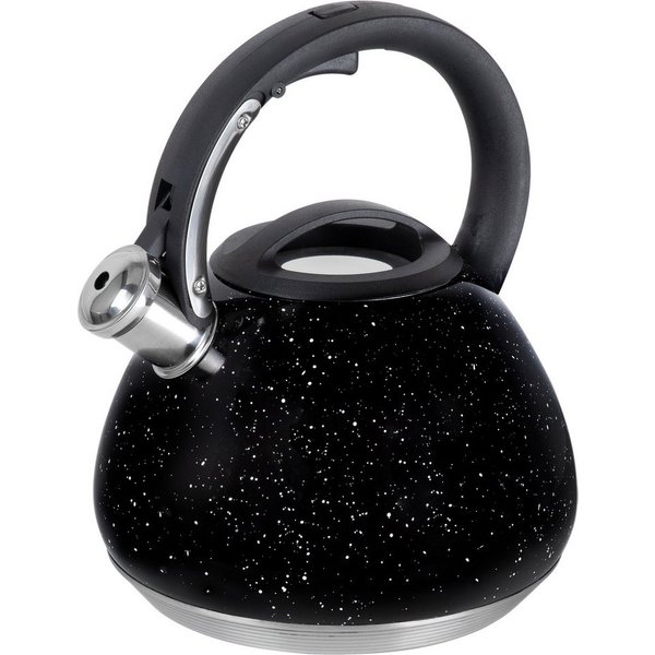 RESTO Kitchenware Wasserkessel Lyra, Flötenkessel 2,7 l mit wärmespeicherndem Boden im Geschenkkarton, Edelstahl (1-tlg), mit ergonomischem, wärmeableitenden Ba