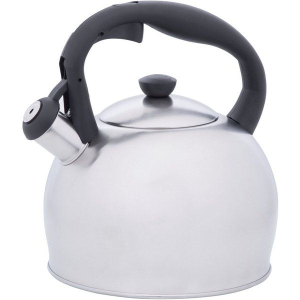 RESTO Kitchenware Wasserkessel Perseus, Flötenkessel 3 l m. wärmespeicherndem Boden im Geschenkkarton, Edelstahl (1-tlg), mit ergonomischem, wärmeableitenden Ba