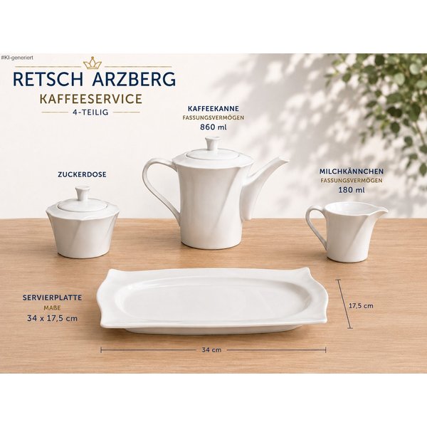 Retsch Arzberg Kaffeeservice 16-teilig – Tassen (200 ml oder 260 ml), 6 Personen, Spülmaschinengeeignet