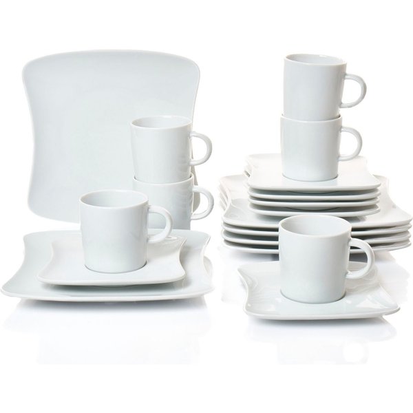 Retsch Arzberg Kaffeeservice Geschirr-Set, Service SANDY (18-tlg), 6 Personen, Porzellan, Porzellan Made in Germany, 18 Teile, für 6 Personen