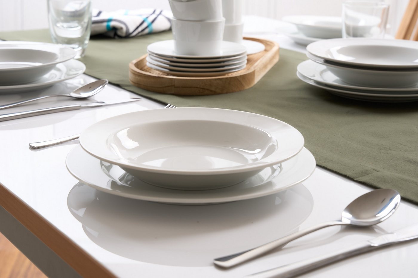 Retsch Arzberg Suppenteller Teller Set, HEIKE WEISS 21 cm, für 6 Personen, rund Porzellan, (6 St), Allrounder für jeden Tag - langlebig und universell einsetzba – Bild 3 von 4