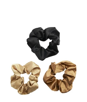 REVOLUTION Satin Wide Scrunchie Black/Blush/Nude Haargummi · 3 Stk