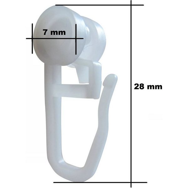 rewagi Gardinenröllchen Gardinengleiter mit Rolle Ø 7 mm, für 4 mm Laufnut, 100 Stück, Weiß, Gardinen, Gardinenschienen, Gardinenstangen, Innenlaufsysteme, Vorh