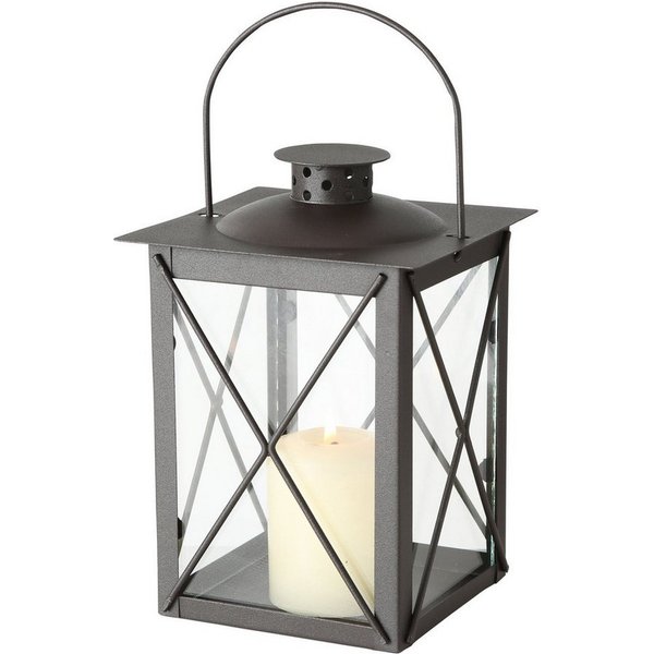 ReWu Kerzenlaterne Metall Laterne Braun 20 cm –Eisen Windlicht mit Glas für Innen & Außen (1 St)