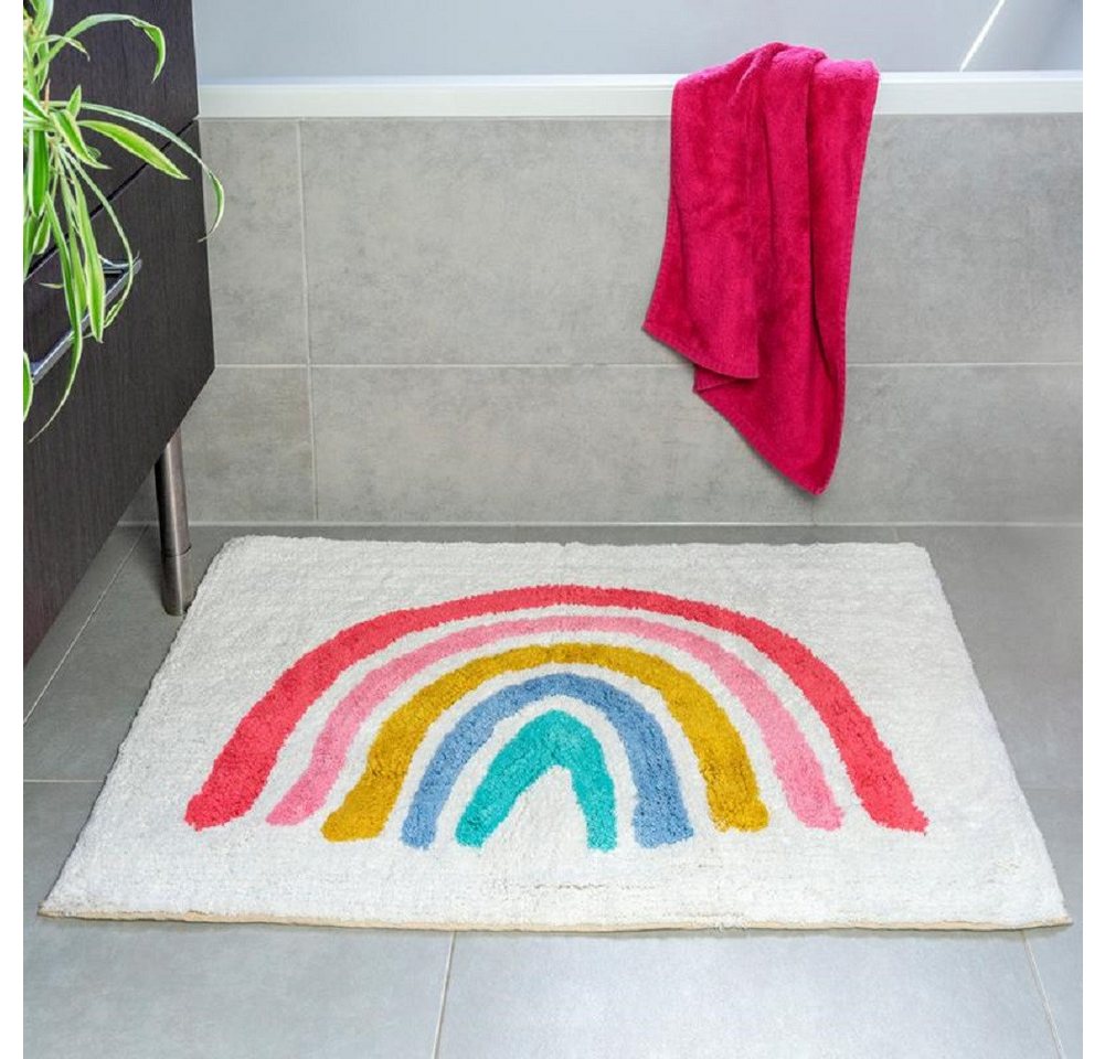 Rex London Badematte Regenbogen, wunderbar weich, sehr wasserabsorbierend, Baumwolle, rechteckig, für den Farbakzent im Bad – Bild 2 von 2