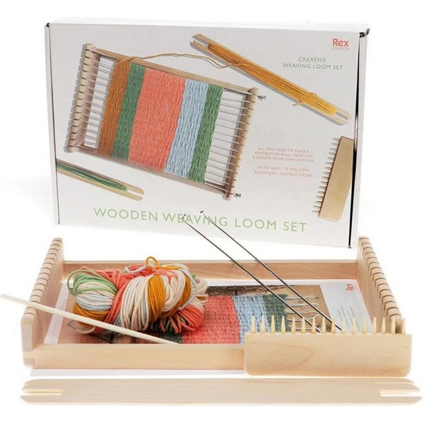 Rex London Lernspielzeug Kinder Webstuhl Set inkl. Garn Zubehör für kreatives Basteln ab 6